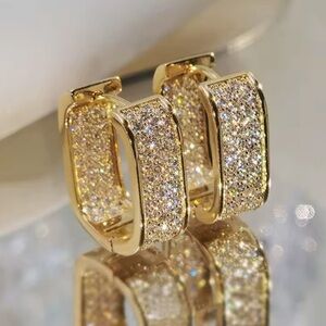 Gold Paved CZ Hoop Earrings